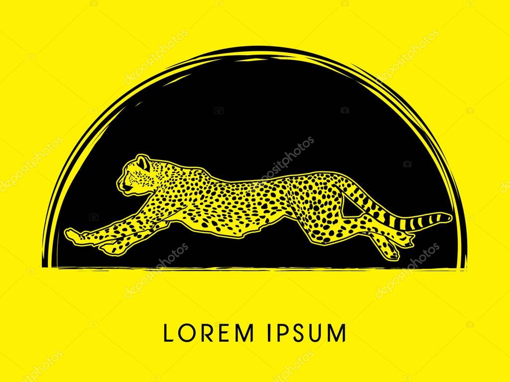 Cheetah running side view graphic vector