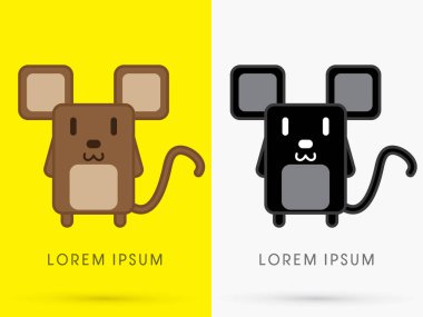 Kahverengi ve siyah sıçan sevimli çizgi 