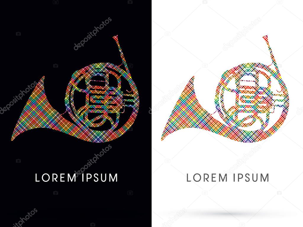 French horn graphic vector.