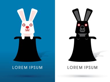  Sevimli siyah beyaz gülümseme tavşan 