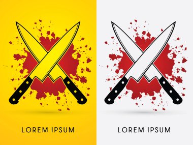 Knife on splash blood grunge background vector