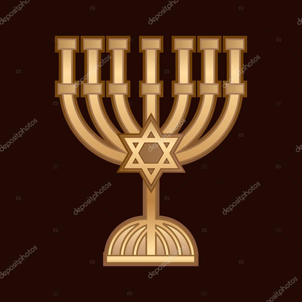 Menorah Israel candle on dark brown background,logo, symbol, icon, graphic, vector.