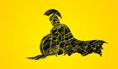 Kılıcı ve kalkanı olan Spartalı savaşçı..