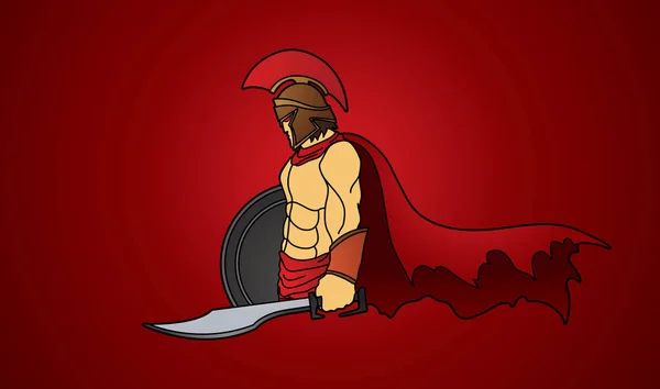 Spartan warrior with sword and shield. — Stock Vector