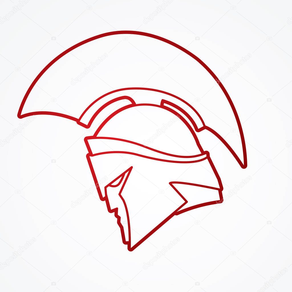 Spartan warrior helmet outline graphic vector.