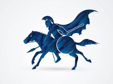 Spartalı savaşçı biniciler bir mızrak ile