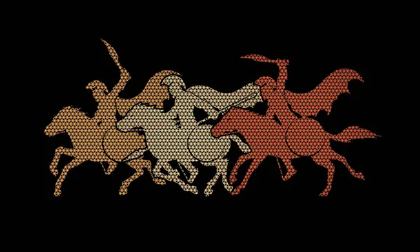 3 guerrier spartiate cheval vecteur graphique . — Image vectorielle