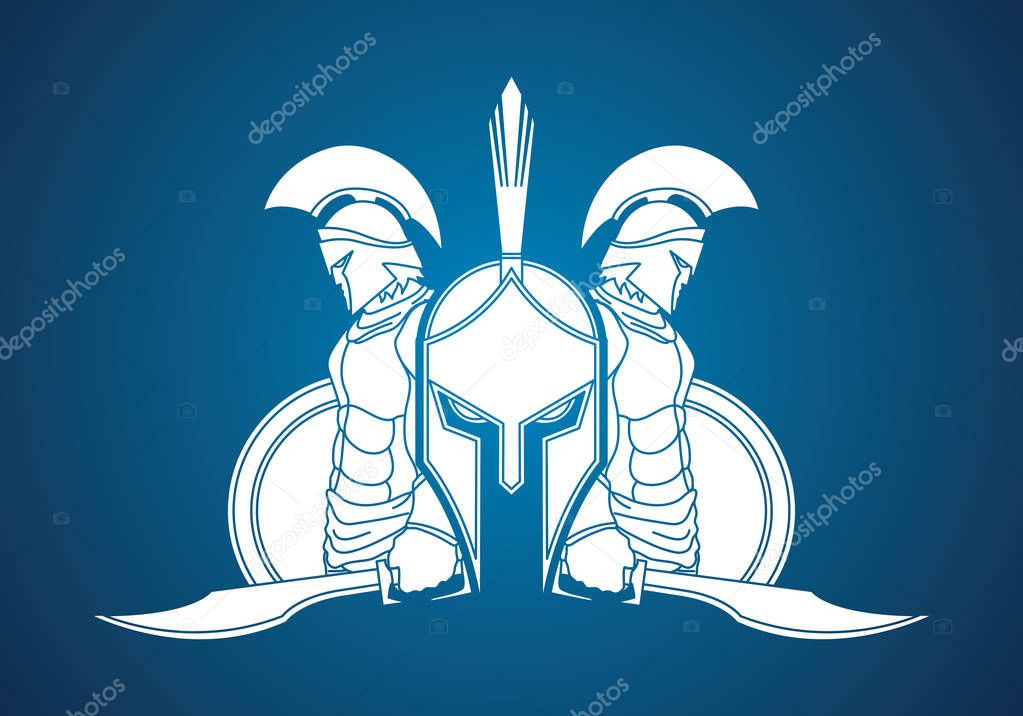 Spartan warrior pose graphic vector.