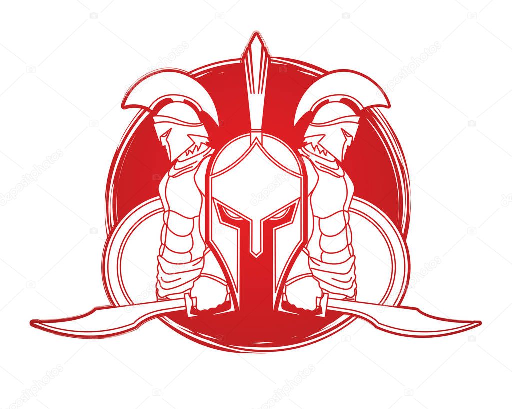 Spartan warrior pose graphic vector.