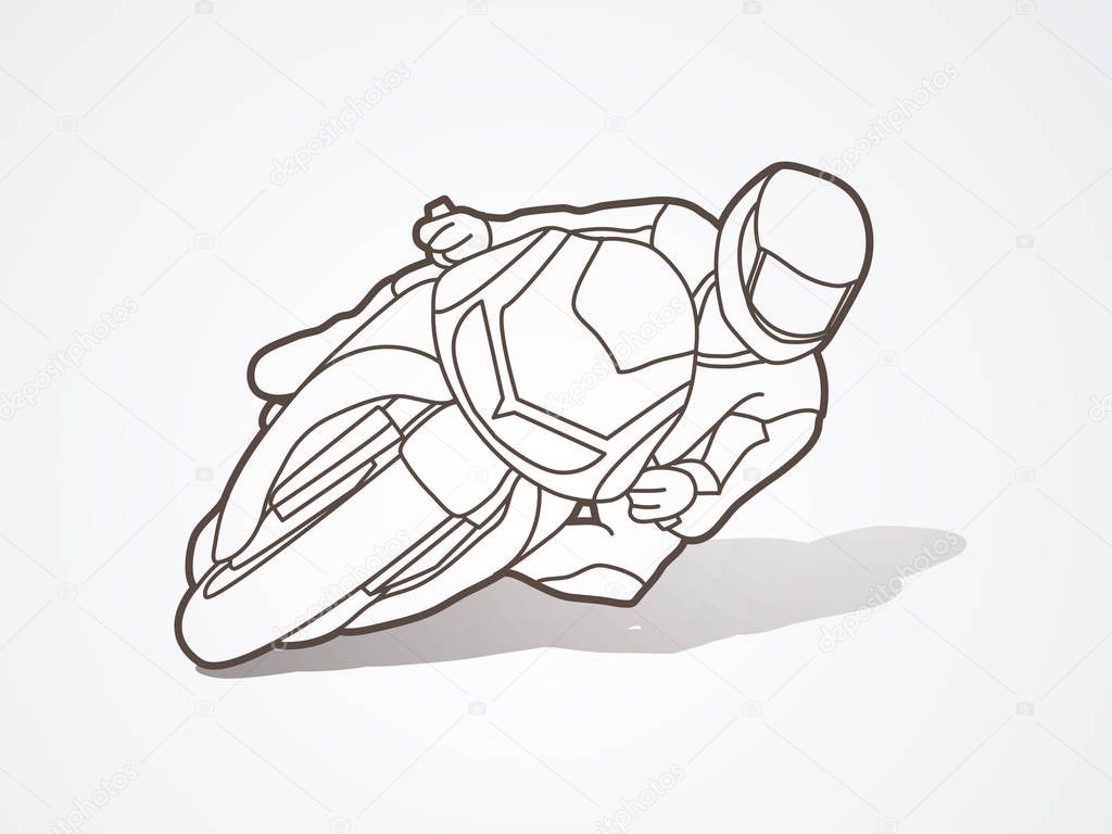 Motorcycle racing outline graphic vector