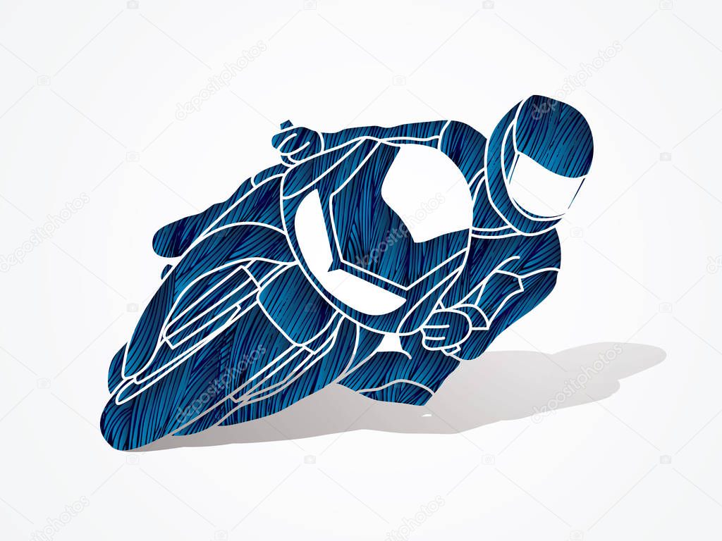 Motorcycle racing designed using blue grunge brush graphic vector