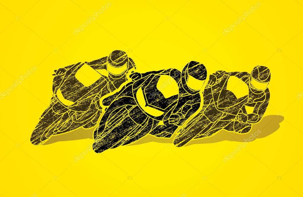 Motorcycles racing designed using grunge brush graphic vector