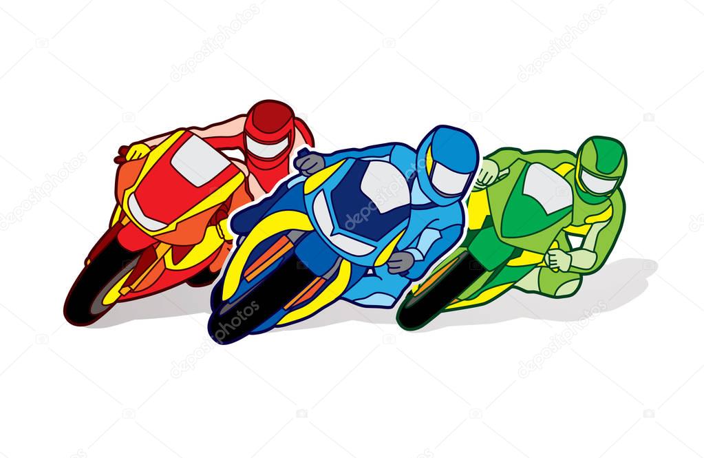 Motorcycles racing designed using colorful graphic vector
