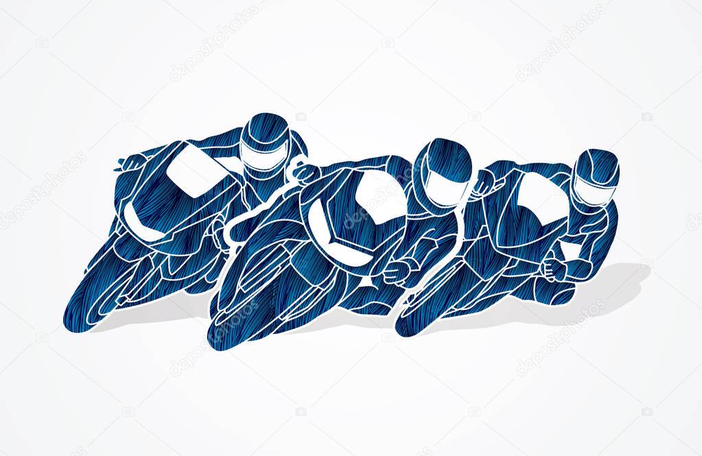 Motorcycles racing designed using blue grunge brush graphic vector