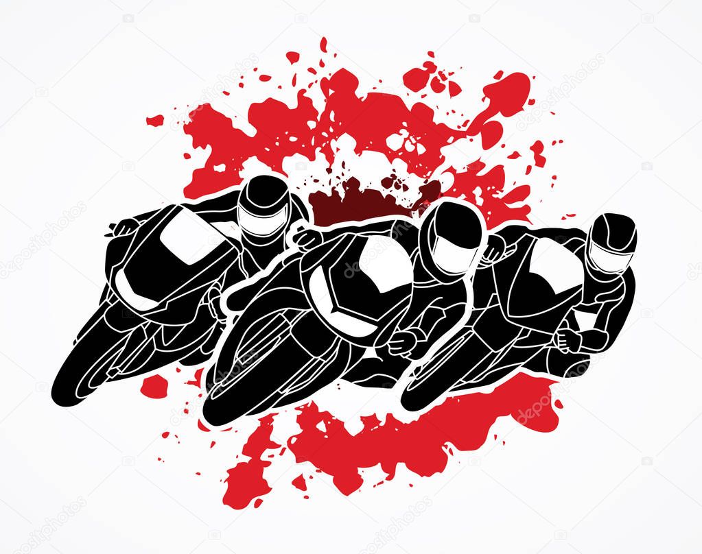 Motorcycles racing designed on splatter blood background  graphic vector
