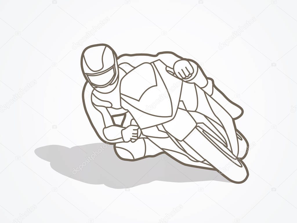 Motorcycle racing side view graphic vector.