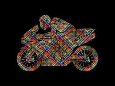 Yan görünümü grafik vektör yarış motosiklet.