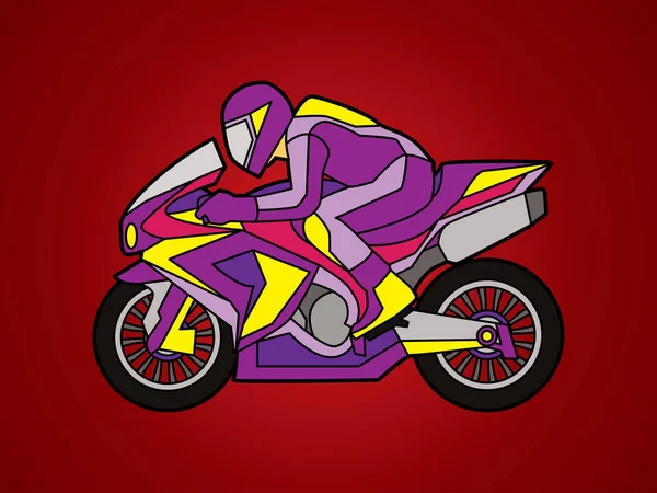 Moto racing vista laterale grafica vettoriale . — Vettoriale Stock