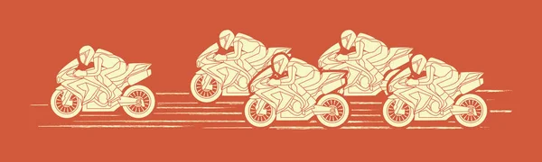 5 Motos de course vue de côté — Image vectorielle