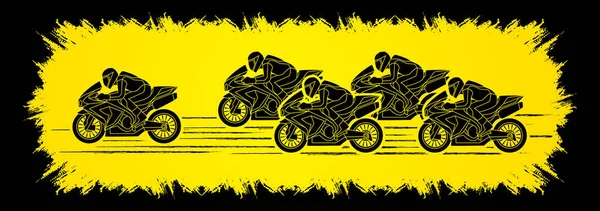 5 motocykli wyścigowych widok z boku. — Wektor stockowy