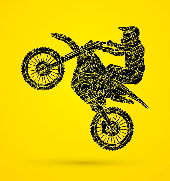 Motorfiets cross springen afbeelding — Stockvector