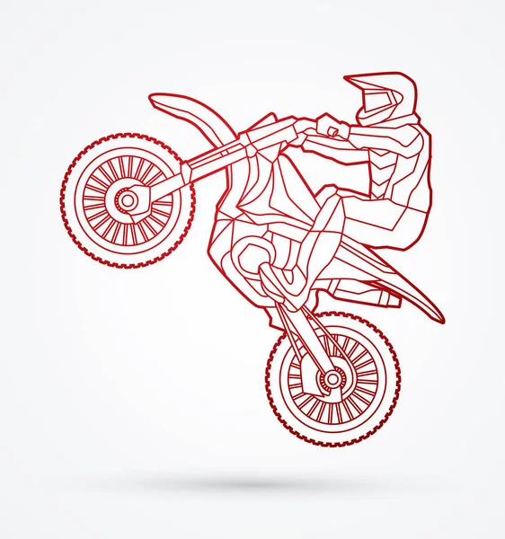Moto cross saut graphique — Image vectorielle