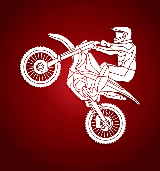 Moto cross jumping grafico — Vettoriale Stock