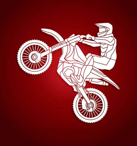 Moto cross saut graphique — Image vectorielle