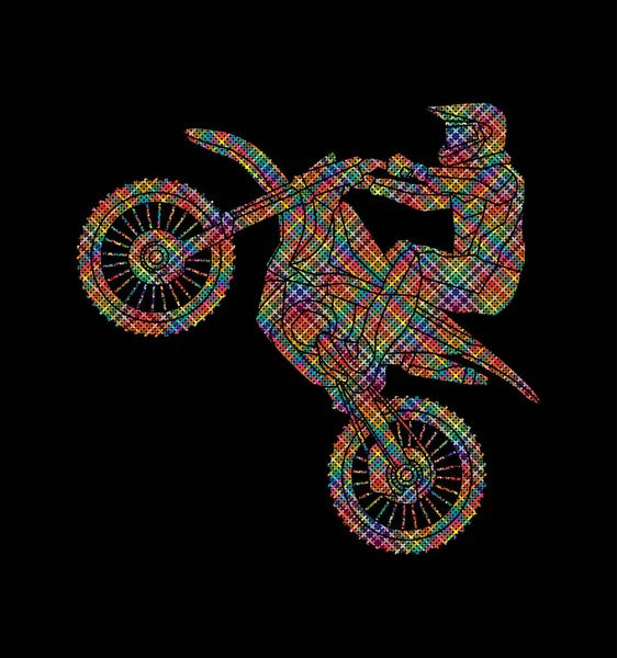 Motocicleta salto cruzado gráfico — Archivo Imágenes Vectoriales