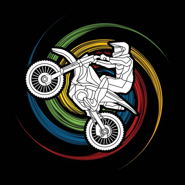 Motorkerékpár-cross jumping grafikus — Stock Vector