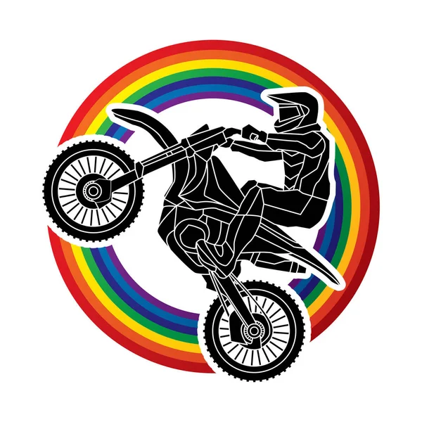 Motorfiets cross springen afbeelding — Stockvector