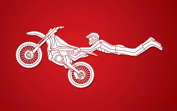 自由式摩托车越野赛飞绝招 — 图库矢量图片