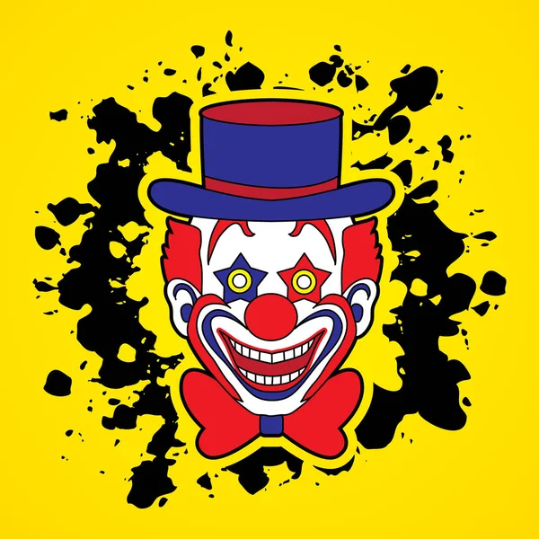 Clown huvud, leende ansikte grafisk vector. — Stock vektor