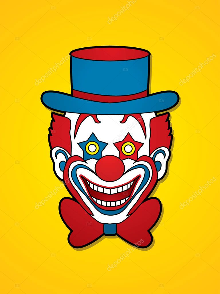 Clown head, smile face graphic vector.