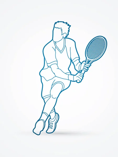 Adam tenis oyuncu eylem — Stok Vektör