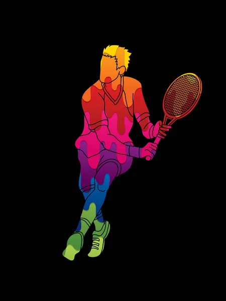 Homme joueur de tennis action — Image vectorielle