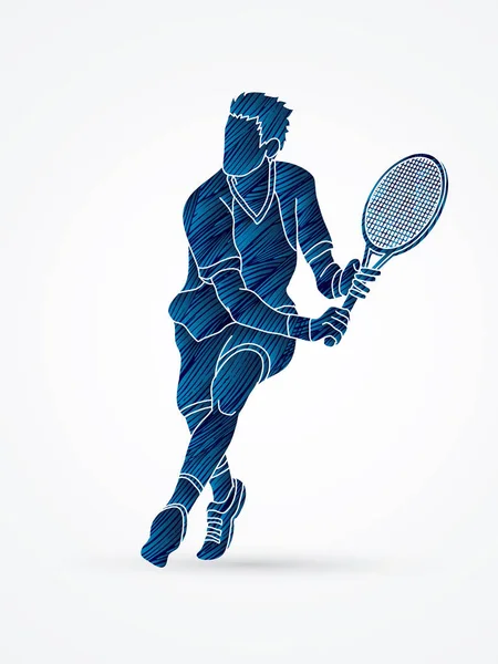 Muž tennis player akce — Stockový vektor