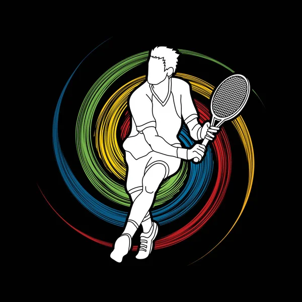 Człowiek tennis player akcji — Wektor stockowy
