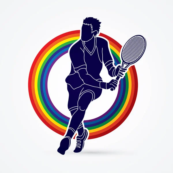 Homme joueur de tennis action — Image vectorielle