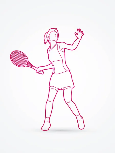 女性テニス プレーヤーのアクション — ストックベクタ