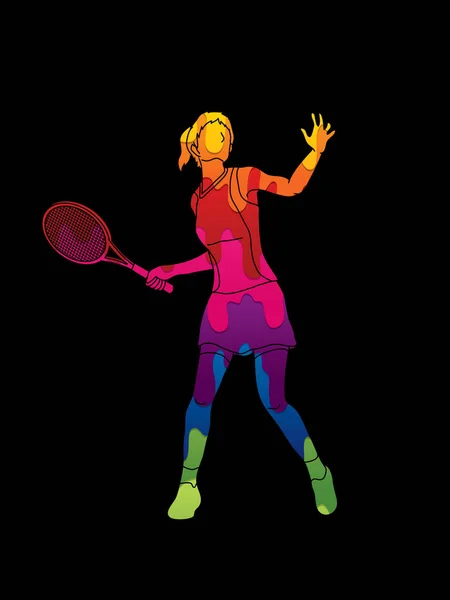 Action joueuse de tennis femme — Image vectorielle