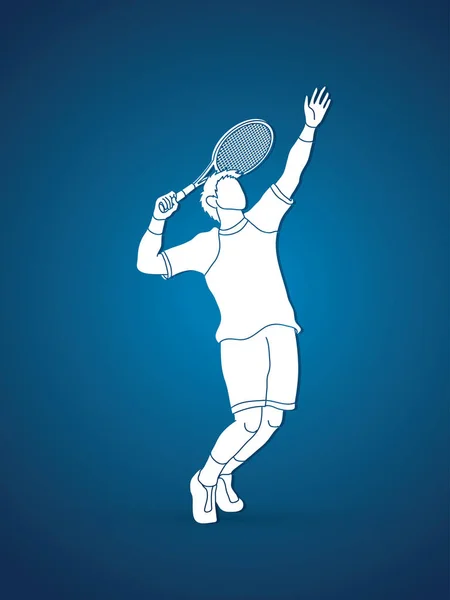 Homme joueur de tennis servir — Image vectorielle