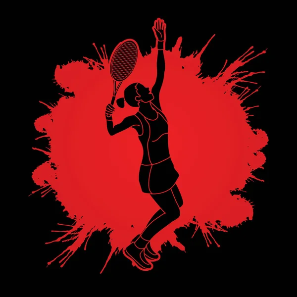 Vrouw tennis speler serve — Stockvector