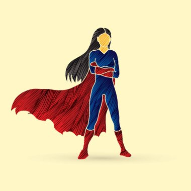 Super hero woman standing arms across the chest vector Super hero woman standing arms across the chest vector