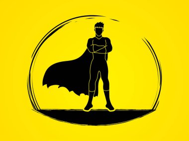 Super hero man standing arms across the chest vector Super hero man standing arms across the chest vector