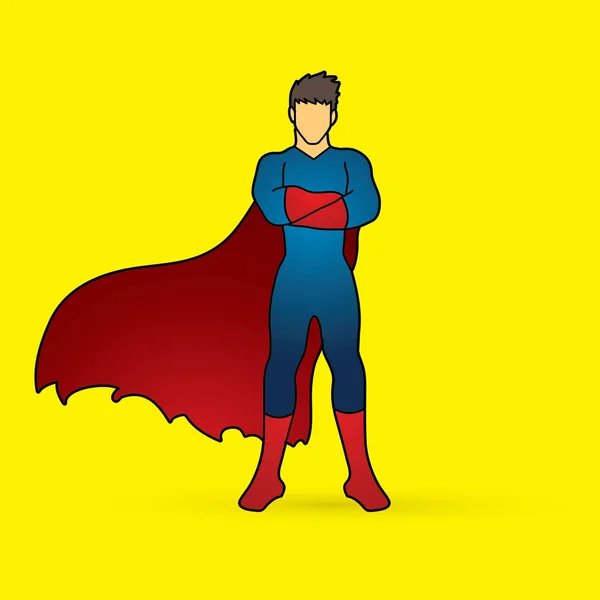 超级英雄男人站武器在胸前 — 图库矢量图片