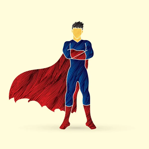 Супергерой, стоящий с руками на груди — стоковый вектор