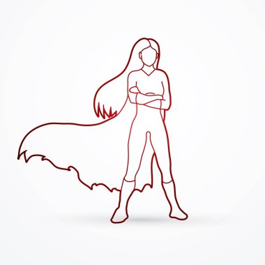 Süper kahraman kadın kolları göğüs kısmı ayakta