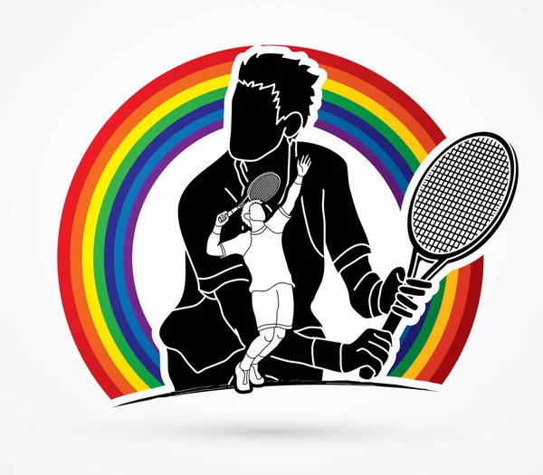 Двойная экспозиция, теннисист-спортсмен . — стоковый вектор