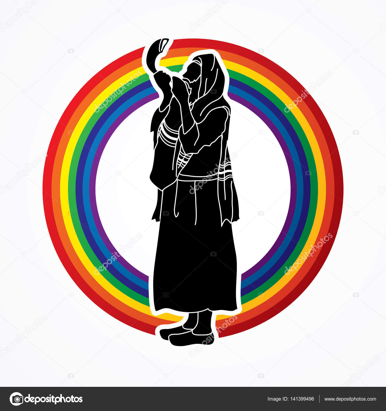 Judío soplando el shofar Vector de stock #141399496 de ©sila5775, image size:1600x1700